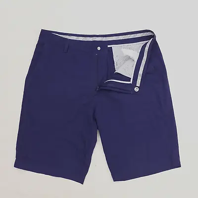 PUMA Tailored Mesh Golf Shorts Men's 34 Ink Blue Lightweight Knee Length Drycell • £11.70