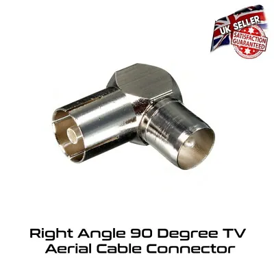 Right Angle 90 Degree TV Aerial Cable Connector Female Socket To Male Coax Plug • £2.99