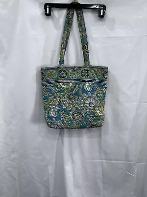 Vera Bradley Tote Bag Quilted Cotton Designer Paisley Blue Green Beach 11x13x4 • $17