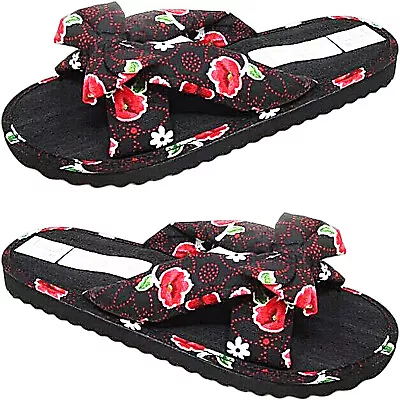 New Women Ladies Flat Slip On Fabric Mules Summer Sandal Flip Flops Slipper Size • £5.15