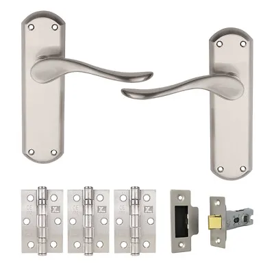 Union Sigma Internal Door Pack Satin Nickel Plated 63mm Bolt Latch 76mm Hinges • £26.78