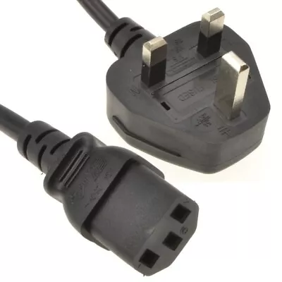 0.5m 1.8m 3m 5m 10m New Power Cord UK Plug To IEC C13 Kettle Cable PC Mains Lead • £4.15