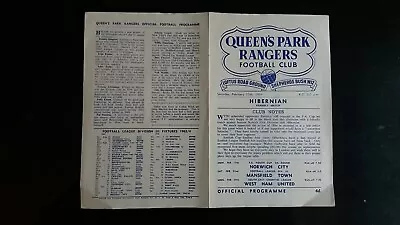 QUEENS PARK RANGERS V  HIBERNIAN  Scotland Friendly  1964  Excellent • £4.99