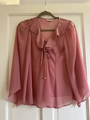 Miss Selfridge Size 8 Pink Blouse Women’s Long Sleeve • £8