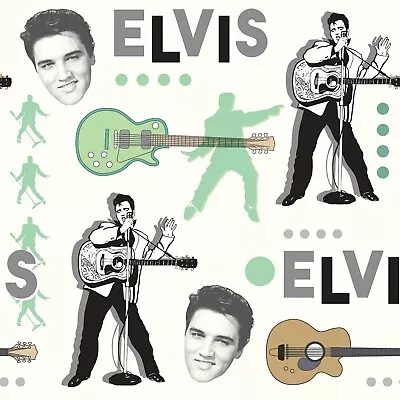 BTY Elvis Presley Photo Collage Authentic Brands Cotton Fabric Yard 76655  • $11.50