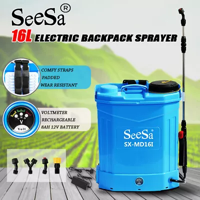 SeeSa Electric 16L Weed Garden Sprayer Rechargeable Backpack Farm Pump Spray • $75