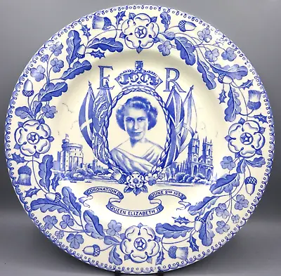 Rare Burleigh Ware - Burgess & Leigh - Queen Elizabeth II Coronation Plate 1953 • $35