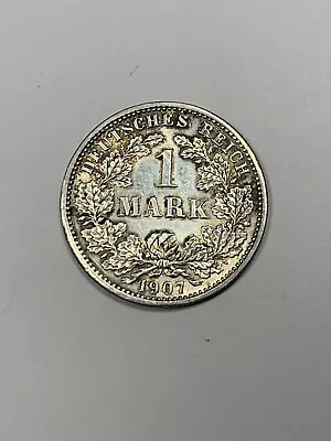 1907-D (Munich) Germany Empire 1 Mark .900 Silver Almost Uncirculated Coin-KM14 • $16.99