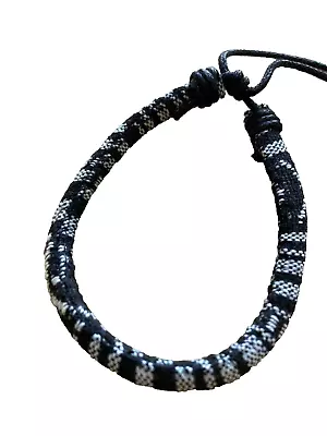 New Multicolor Rastaclat Style Adjustable Draw String Bracelet Black And Grey • $7.99