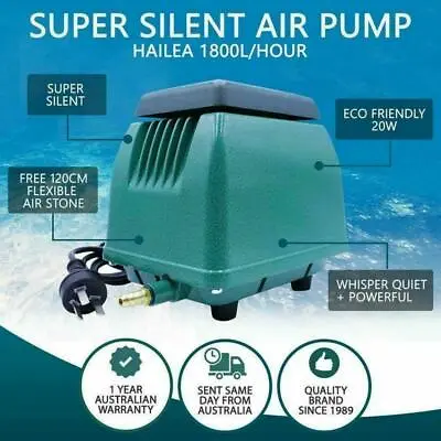 $118 • Buy Hailea ACO-9720 Fish Tank Air Pump 1800L/H Air Pump For Aquarium Fish Pond Tank