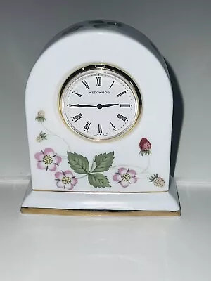 Wedgwood Bone China Mantle Clock Adorned With Wild Strawberry Vines NEW BATTERY! • $67.85