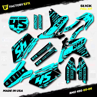 Black & Cyan Slick Racing Graphics Kit Fits 05-06 Suzuki RMZ450 Sticker RMZ 450 • $89.99