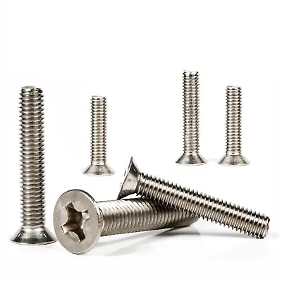 M3.5 - 3.5mm PHILLIPS MACHINE SCREWS COUNTERSUNK FLAT HEAD BOLTS STAINLESS STEEL • £1.55