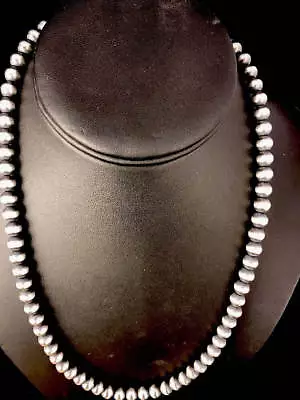 Southwestern Navajo Pearls 8mm Sterling Silver Round Bead Necklace 16 -32  • $239.65