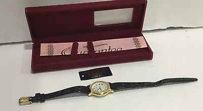 Vintage Montine Watch Women Gold Tone Black Patent Leather Band New Battery 8  • $24.99