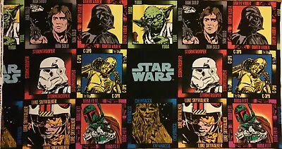 Star Wars Character Patchwork Black Cotton Quilting Fabric Panel 24  X 44“ • $14.75