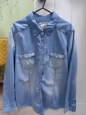 M&S Make INDIGO Distressed Denim Shirt Unworn 16 (but Look At Measurements) • £11.50