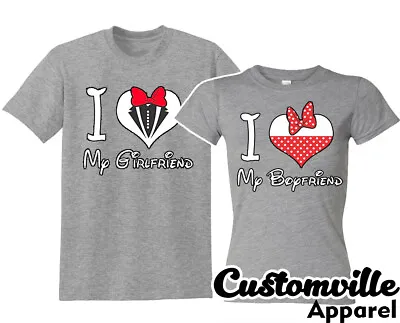 🔥 I Love My Boyfriend Girlfriend Couple Matching T Shirts Cute Bow Tie Heart • $11.95