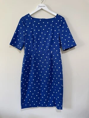 £25.99 • Buy LK Bennett Size 12 Dr Spottie Royal Blue White Pencil Dress Below Knee