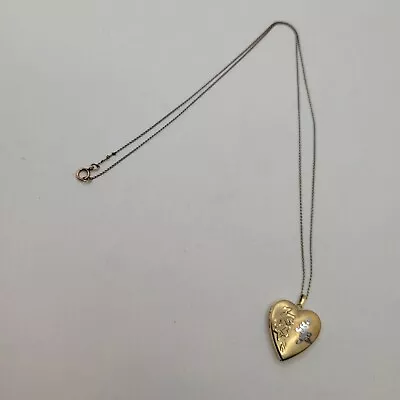 Vintage ~ True-Kay 14k Gold Filled I Love You Heart Photo Locket Necklace ~ 20  • $39.99