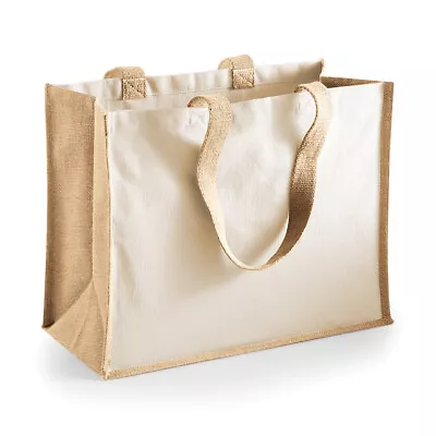 Reusable Shopping Bag Jute Cotton Tote Classic Shopper Printers Carrier Sack • £6.01