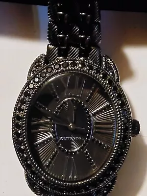 Judith Ripka Stainless Steel  Black Spinel Bracelet Watch • $70