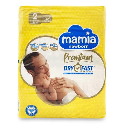 £8.98 • Buy Mamia Newborn Premium Dry Fast Nappies 60 Pack, Size 2 Mini, 3-6kg/6-13lbs