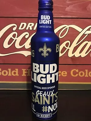 $6 • Buy 2021 Bud Light New Orleans Saints NFL KickOff 16oz Aluminum Bottle - EMPTY