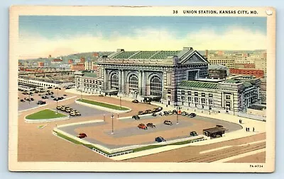 Postcard Union Station Kansas City MO RR Linen G93 • $2.99