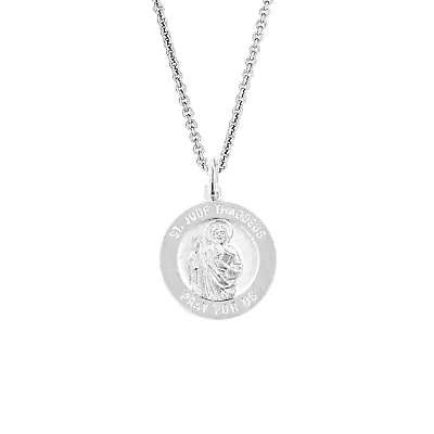 Sterling Silver Saint St Jude Thaddeus Medal Round Charm Pendant Necklace • $33.02
