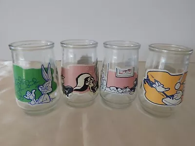 4 Vintage 1990s Welch's 4” Jelly Jars/ Glasses Looney Tunes Special Collectors • $12