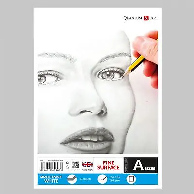 £7.99 • Buy 160gsm Sketch Pad Smooth White Drawing Artist Paper GUMMED Book
