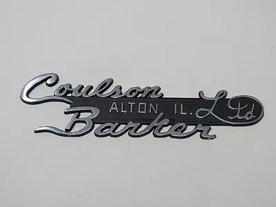 Vintage Coulson Barker Oldsmobile IL Car Dealer Metal Nameplate Emblem Badge • $35