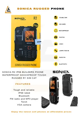 £68.99 • Buy Sonica R2 IP68 Builders Phone Waterproof Shockproof Tough Rugged R1 Sim CAT 