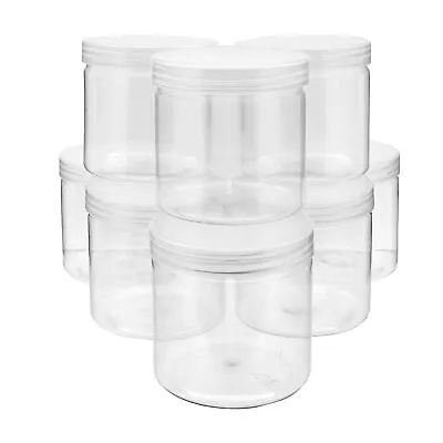 Slime Containers With Lids - 8 Pack 12 Oz Clear Plastic Jars For Kids DIY Crafts • $18.89