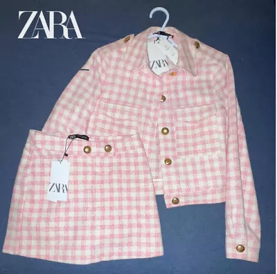 $129 • Buy Zara Blazer And Skirt/short Pink And White Outfit Set. 🤍💗