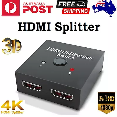 New Universal 2 In 1 HDMI Splitter 3D Switch Bi-Directional Ultra HDTV AUS • $15.99