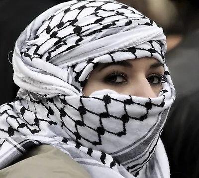 Black And White Palestinian Shemagh Scarf Desert Arab Tactical Army Keffiyeh • £9.99