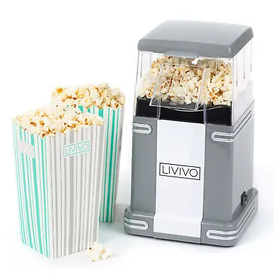 £19.99 • Buy Popcorn Maker Machine Retro Hot Air Popper With 6 Boxes Healthy Snack Fat-Free 
