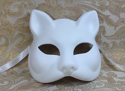 White Cat Woman Venetian Mask Mardi Gras Halloween Party Masquerade Mask • $14.95