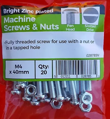 M4 & M5 & M6 Zinc Machine Pan Head Screws / Bolts Slotted With Full Nuts  • £3.19