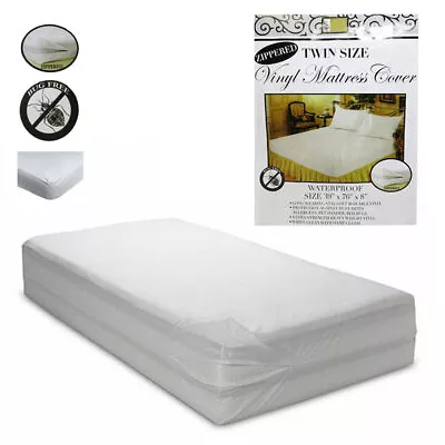 Twin Size Bed Mattress Cover Zipper Plastic Waterproof Bed Bugs Protector Mites • $13.80