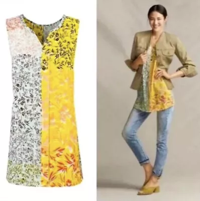 Cabi #5547 Stitch Fix Yellow Floral Split Tunic Top Blouse Womens Medium T26 • $22.46