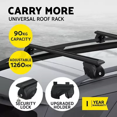 Universal Car Roof Racks Pod Aluminium Cross Bars 126cm Upgraded Holder Black • $83.95
