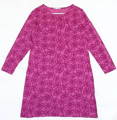 Marimekko Pink Floral Print Cotton Long Sleeve Dress Size M • $27