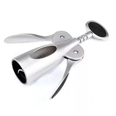 Heavy Metal Wine Bottle Opener Side Grip Silver Matte Coating Corkscrew Kitchen • £9.48