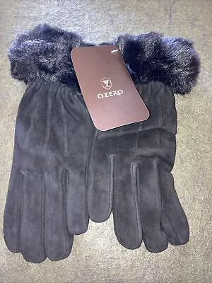 Ozero Fashion Winter Gloves 100% Leather Rabbit Fur Cuff XL But Runs Small • $10.50