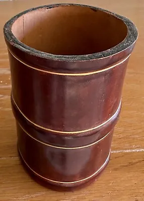 Beautiful Vintage Italian? Thick Sturdy Leather Dice Cup Brown With Gold Paint • $29.99