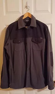 Eddie Bauer Mens Large Gray/black Fleece Shirt Jacket With Elbow Patches - Euc! • $20