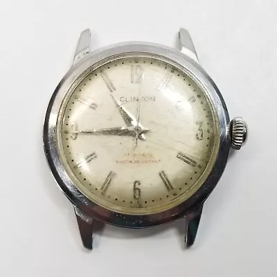 As Is Vintage Clinton Men's Watch 17 Jewel For Parts Repair Not Working • $34.99